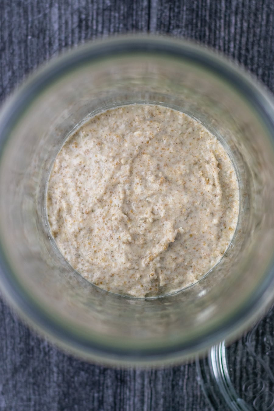 Sourdough Starter Day 2 overhead after feeding
