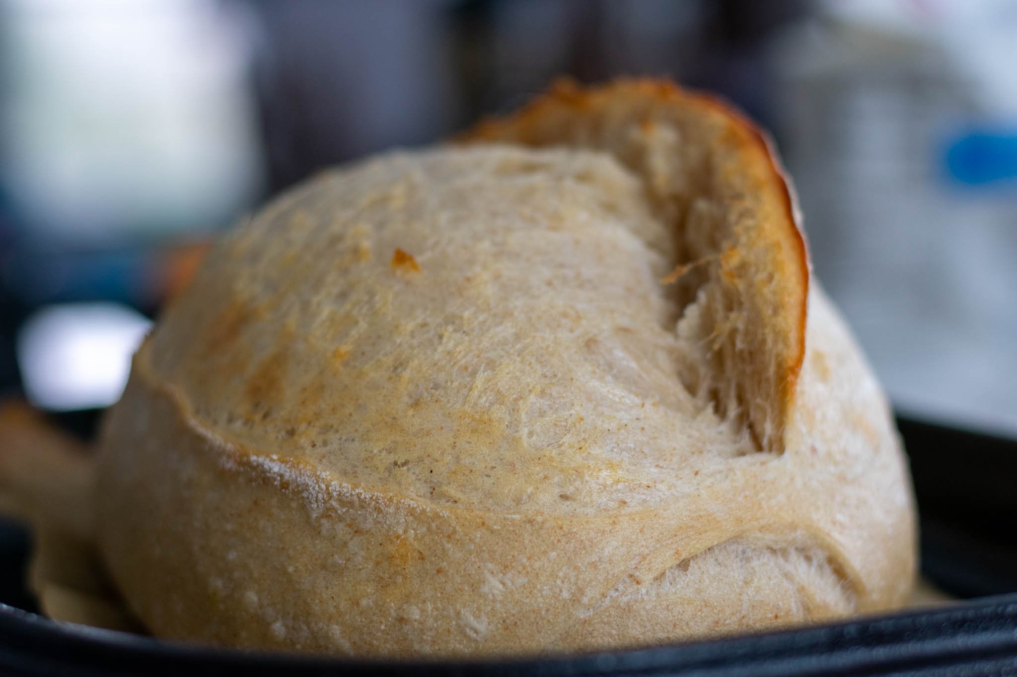 Sourdough bread right after taking lid off