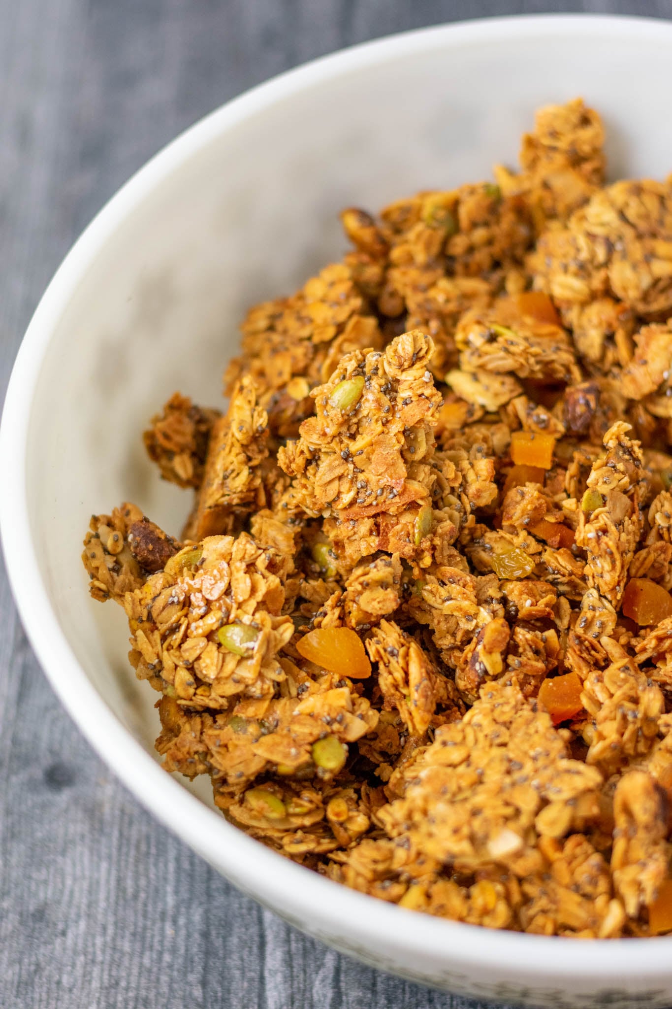 Sourdough Discard Granola clusters in bowl