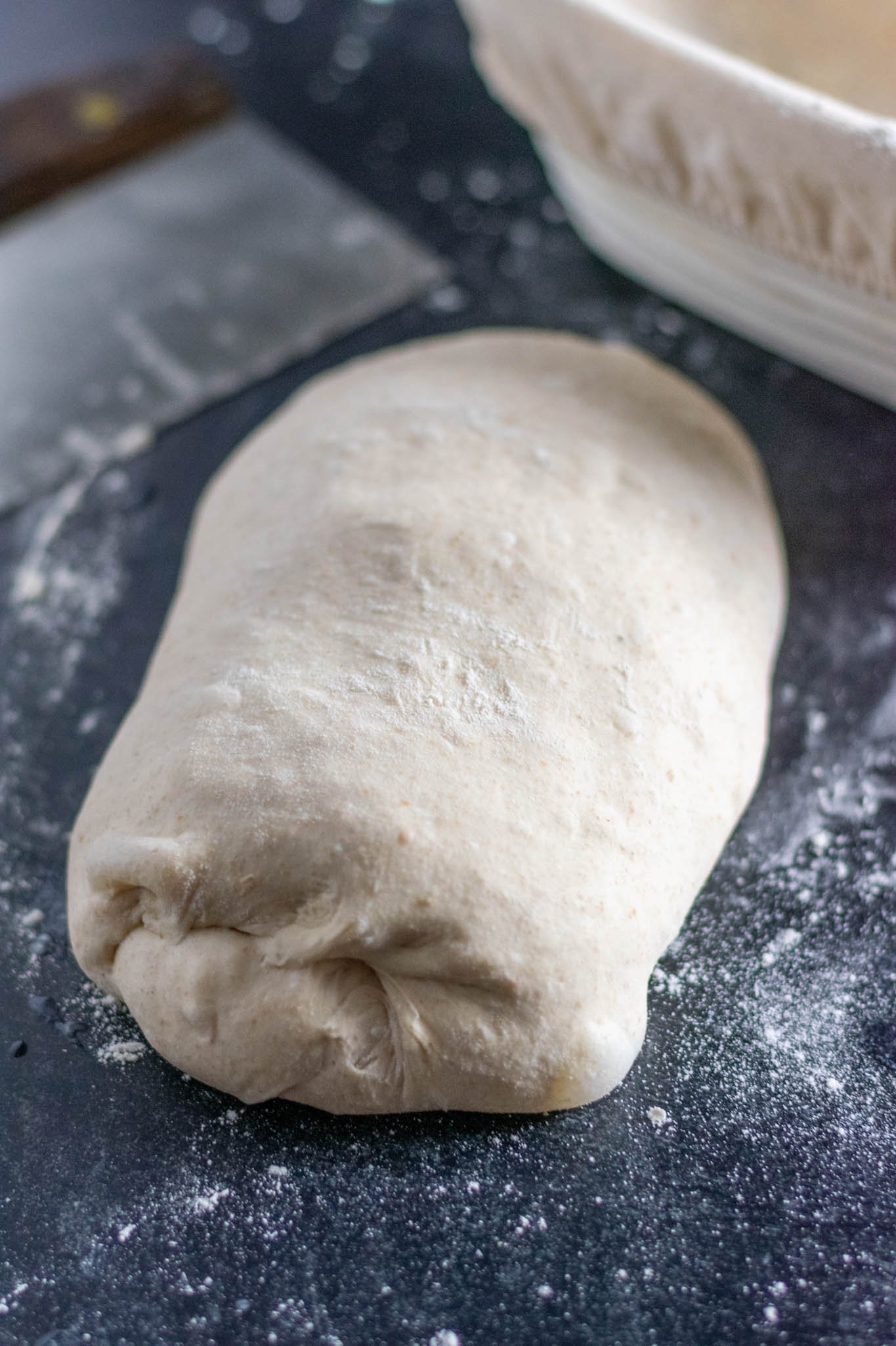 Shaped dough during bench rest