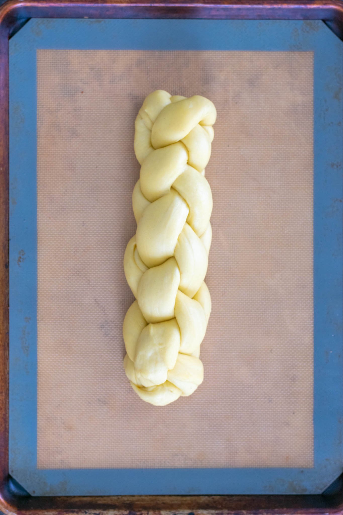 Challah braided before proofing