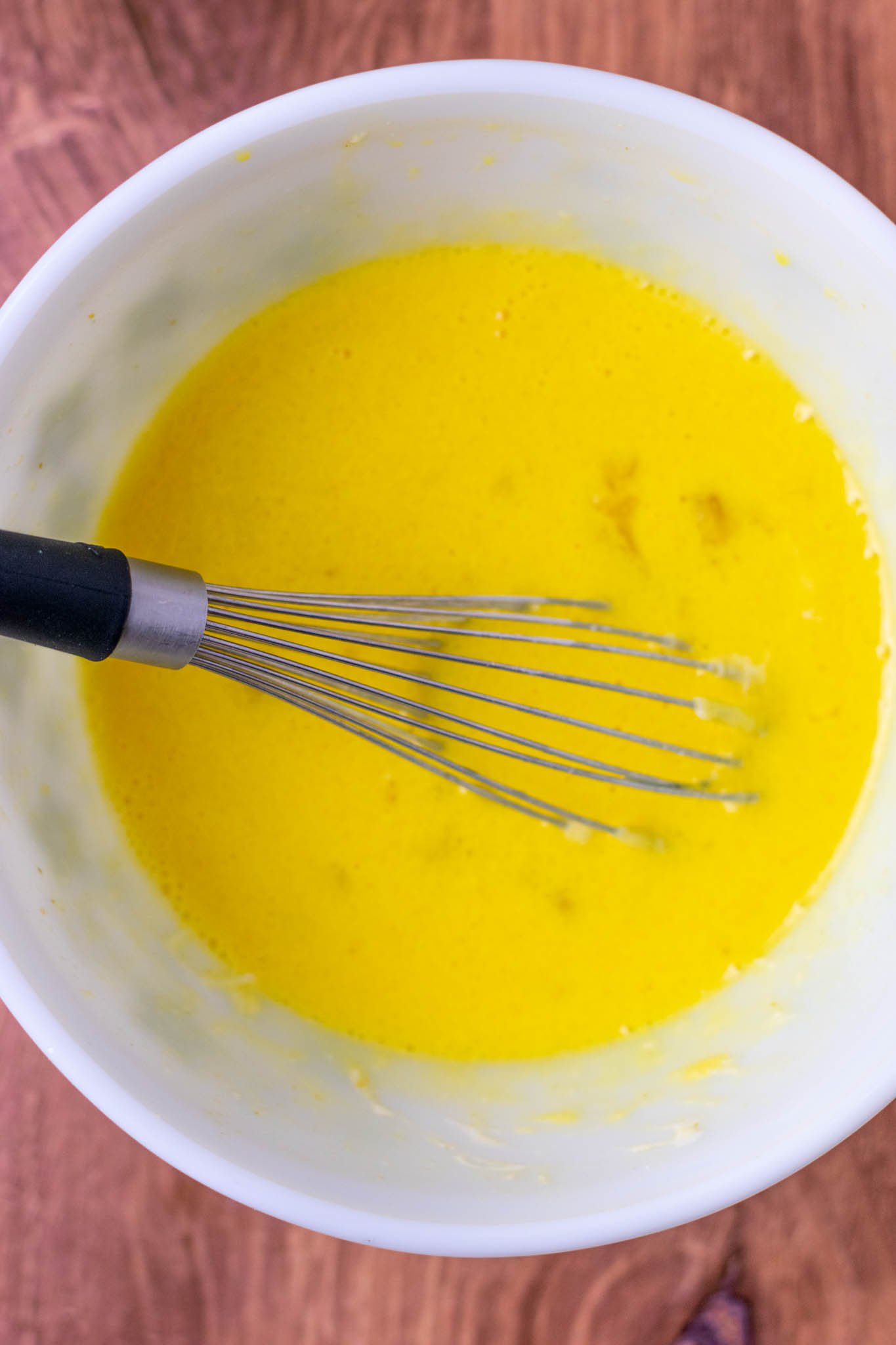 Mixed wet ingredients sourdough challah