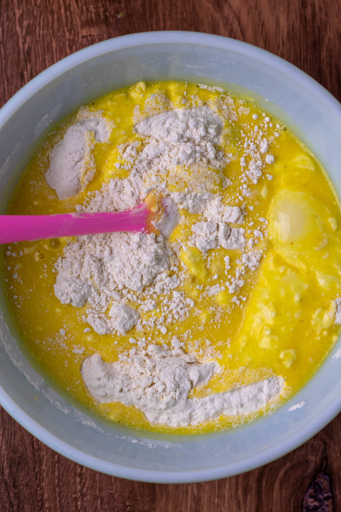 Mixing wet and dry ingredients sourdough