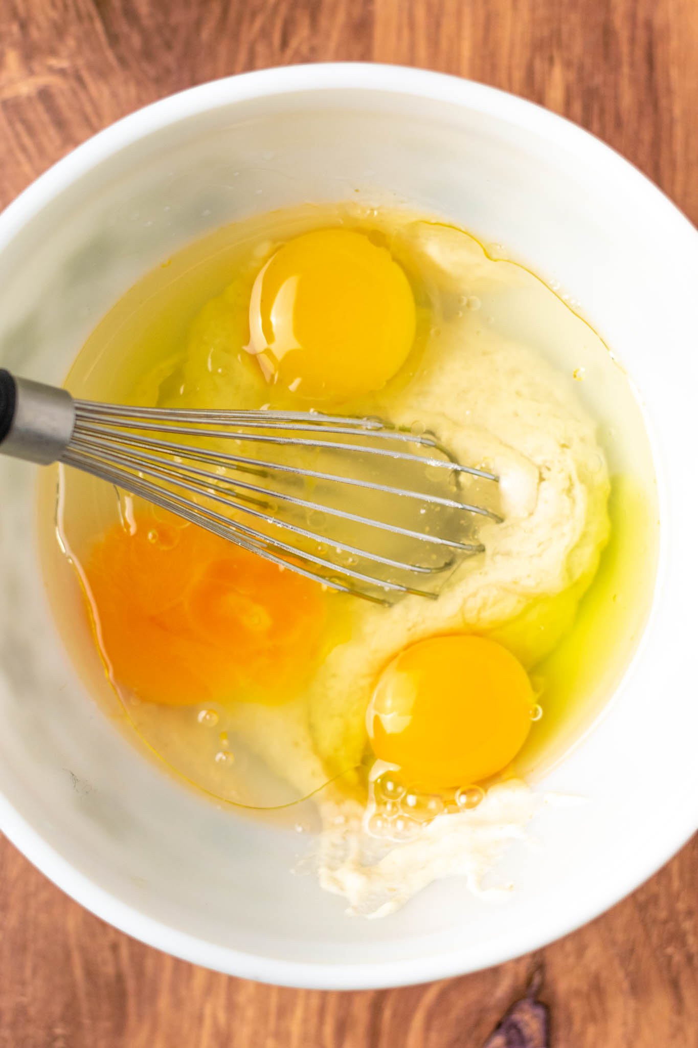 Mixing wet ingredients sourdough challah