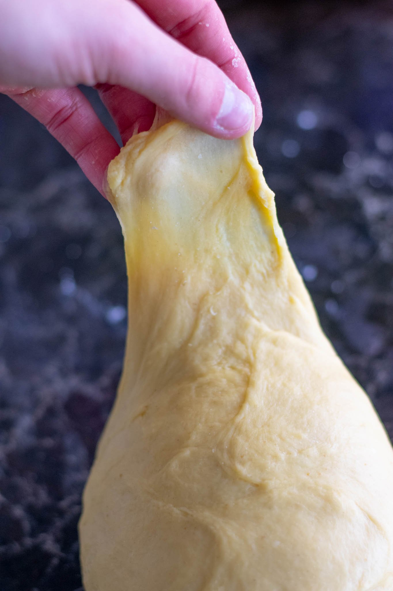 Windowpane test for sourdough challah