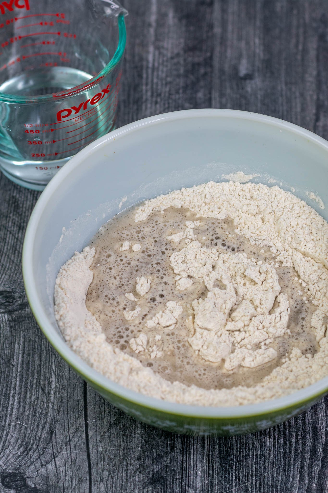 Bowl of flours with water