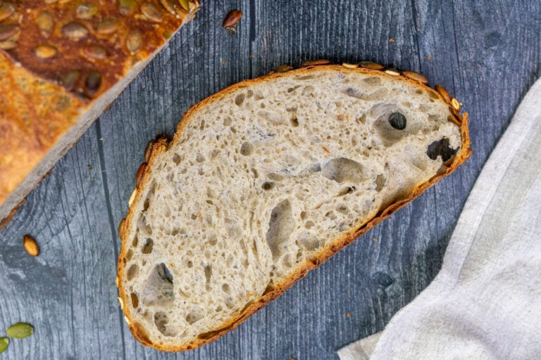 Slice of buckwheat sourdough bread