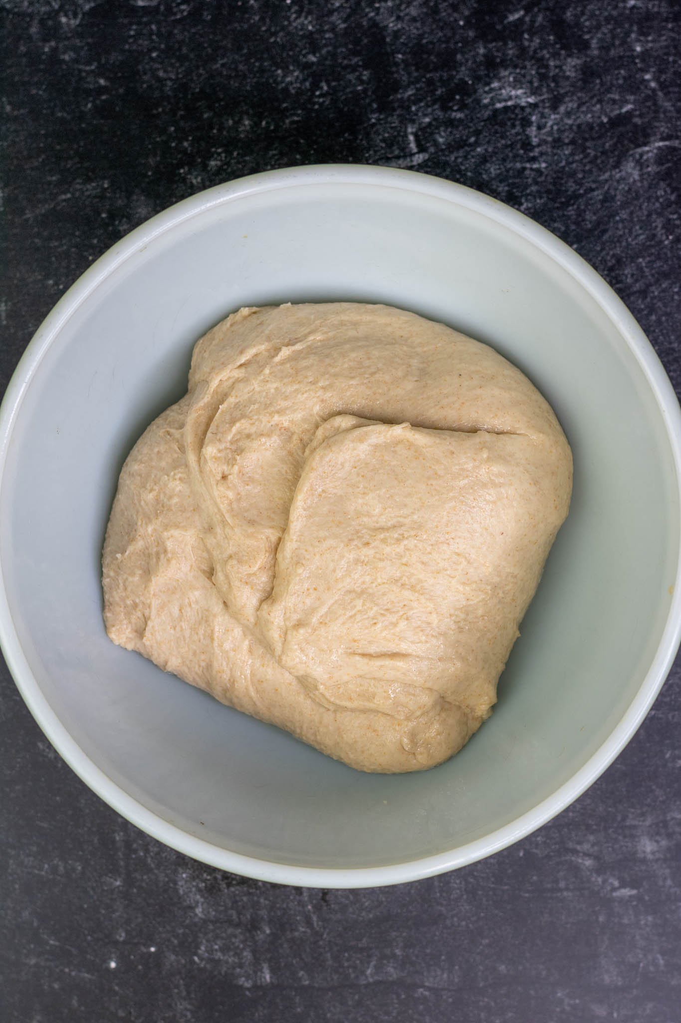 Sourdough English Muffin dough at the start of bulk fermentation