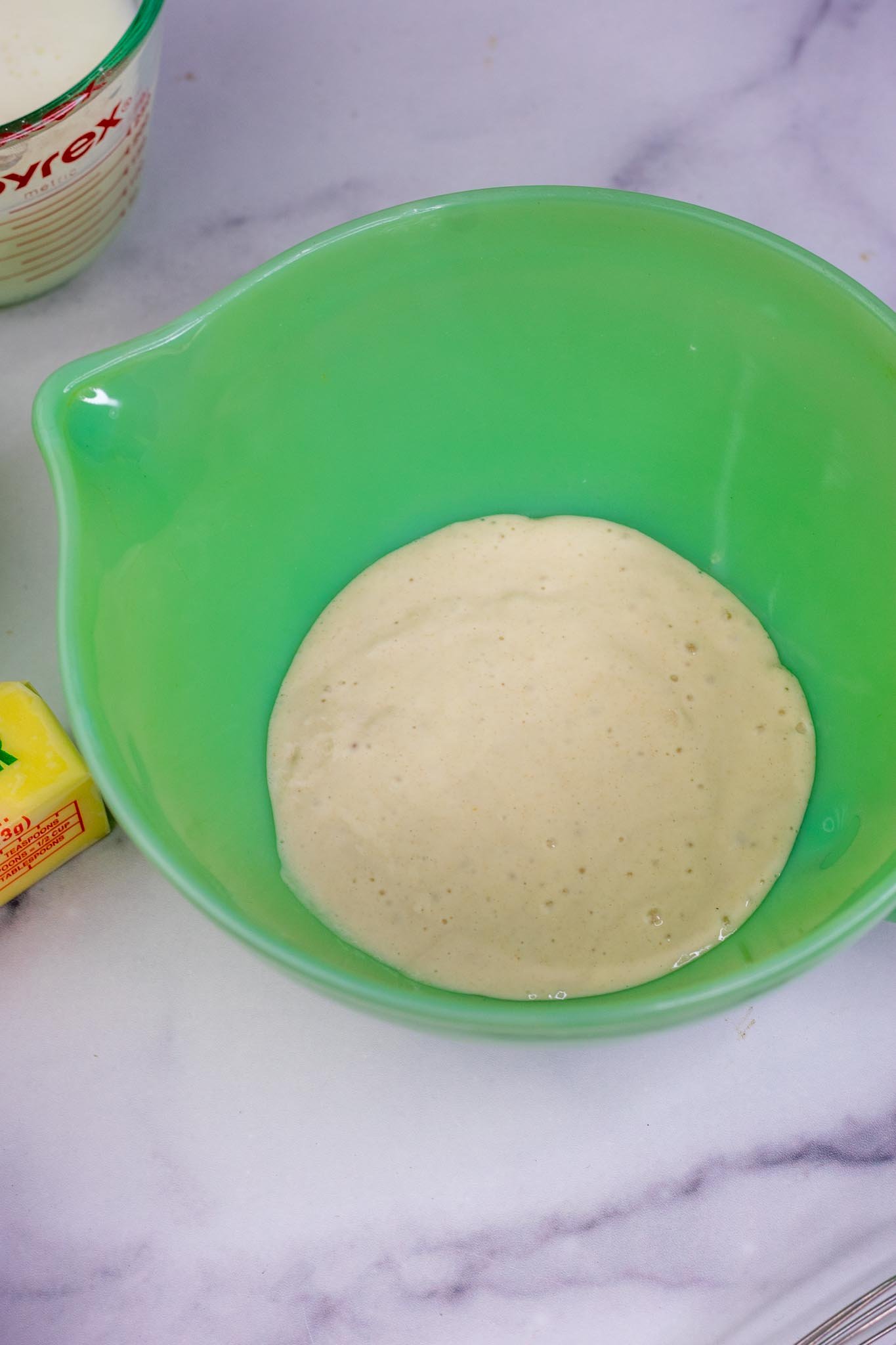 Sourdough discard in pourable bowl