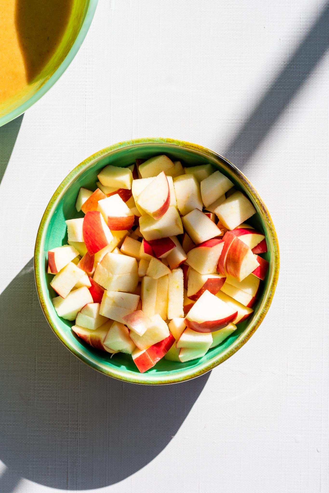 Bowl of diced apples