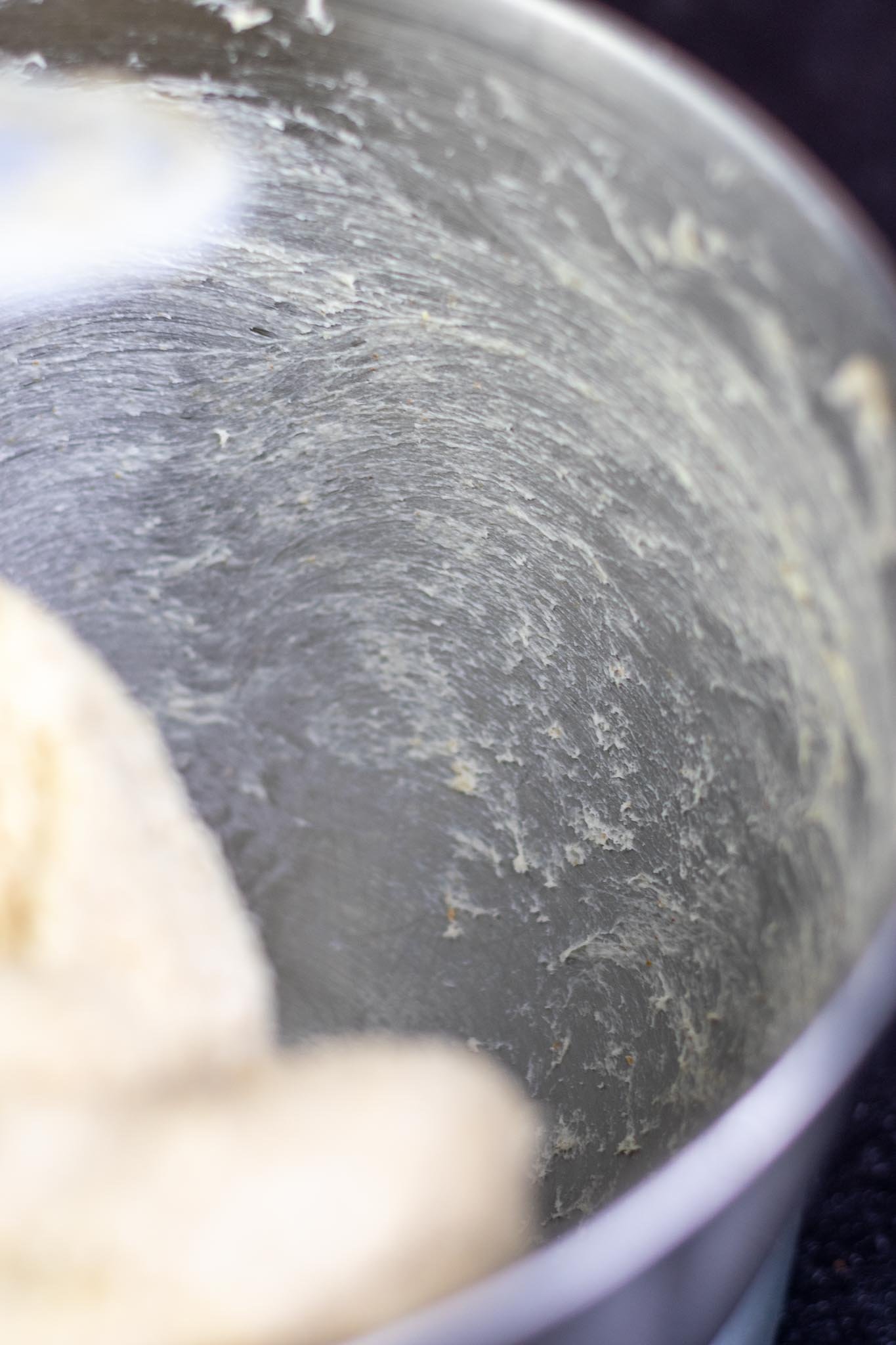 Butter on sides of mixing bowl