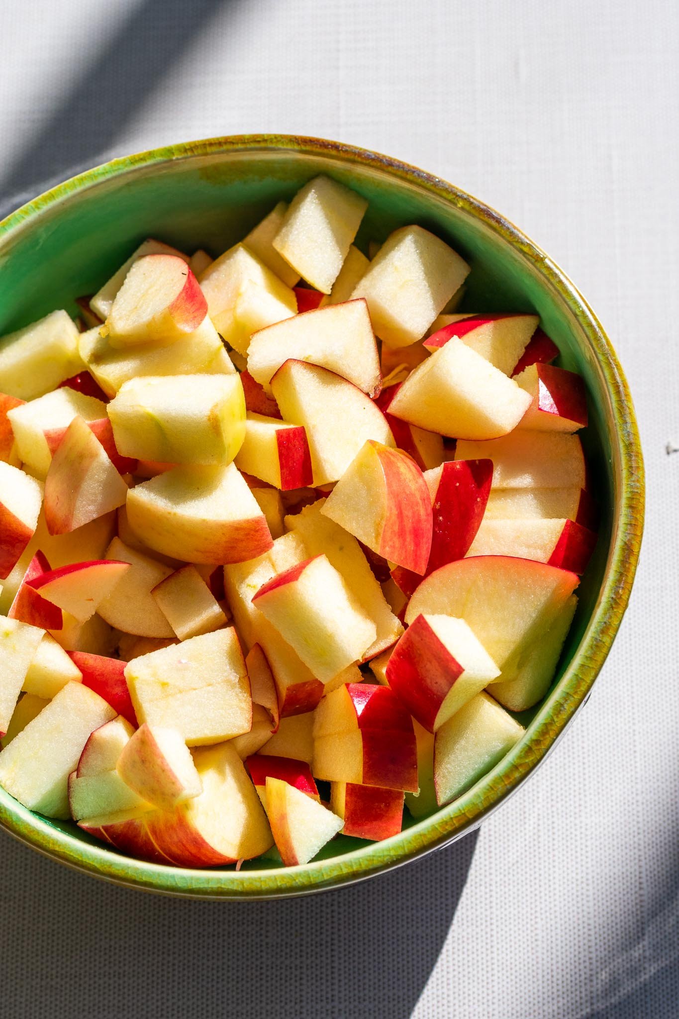 Bowl of diced apples