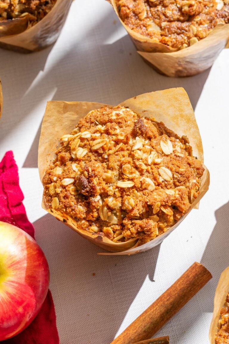 sourdough apple butter muffin with Biscoff streusel
