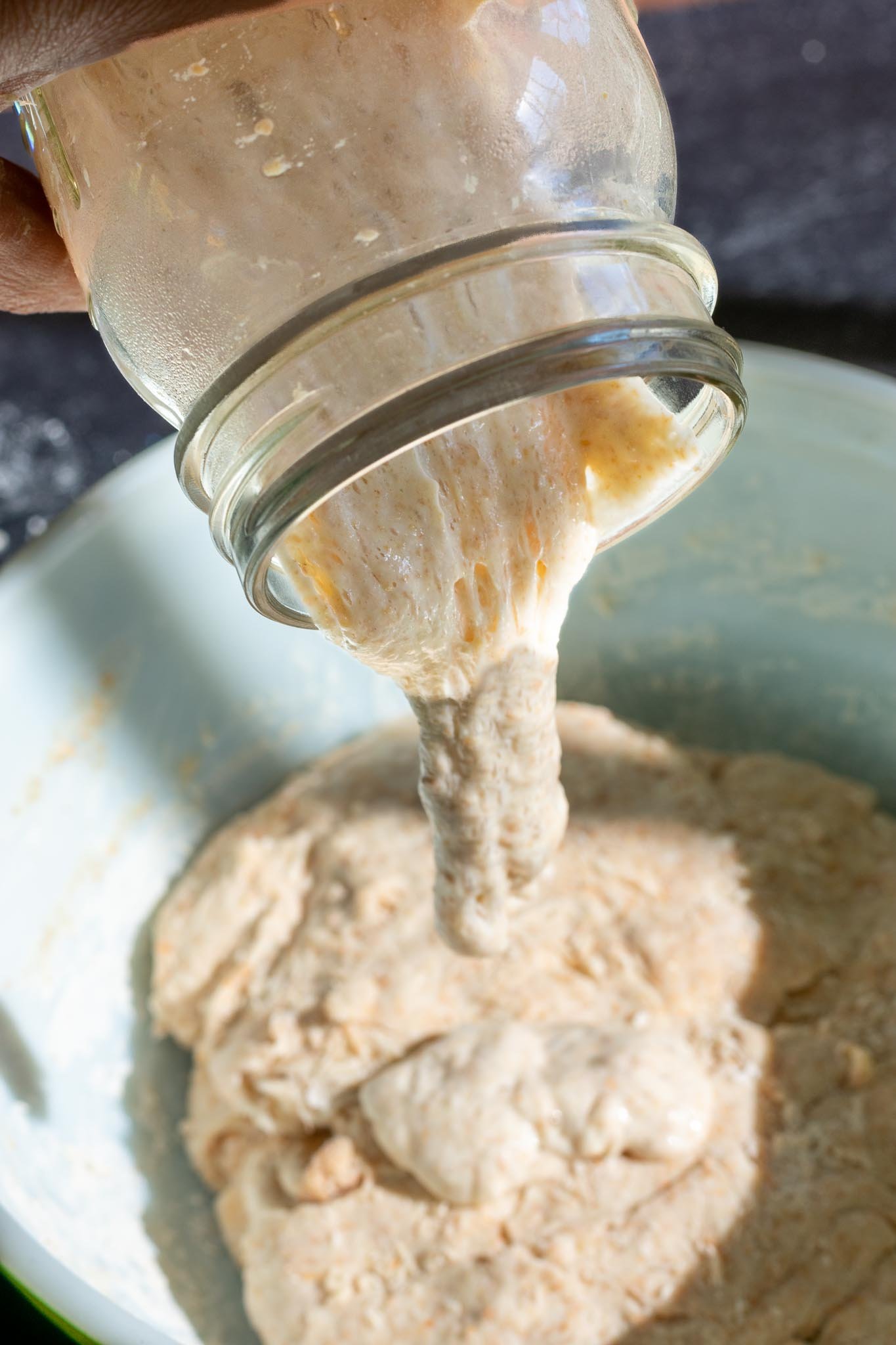 Adding levain to bread