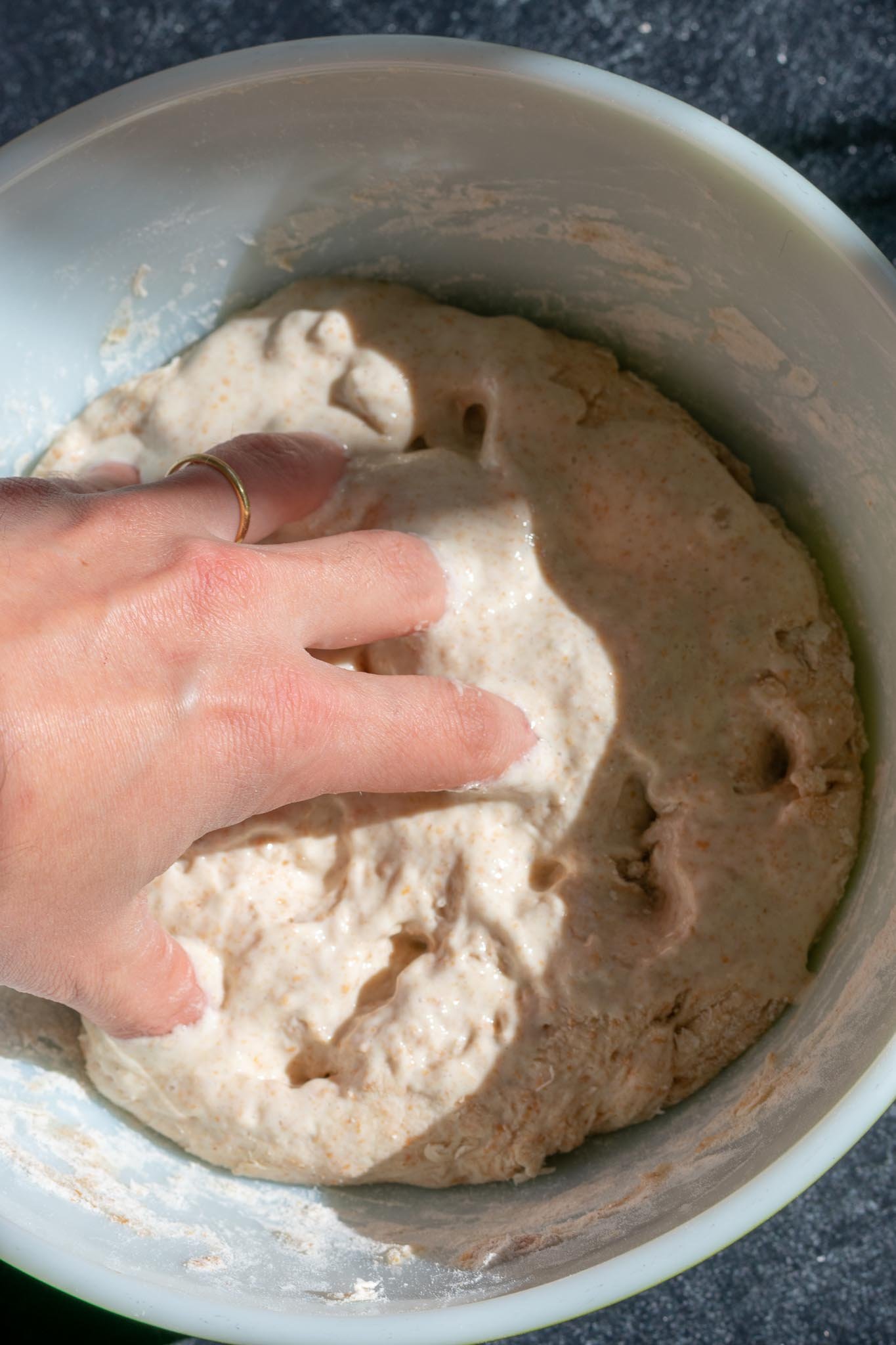 Dimpling in starter in bowl