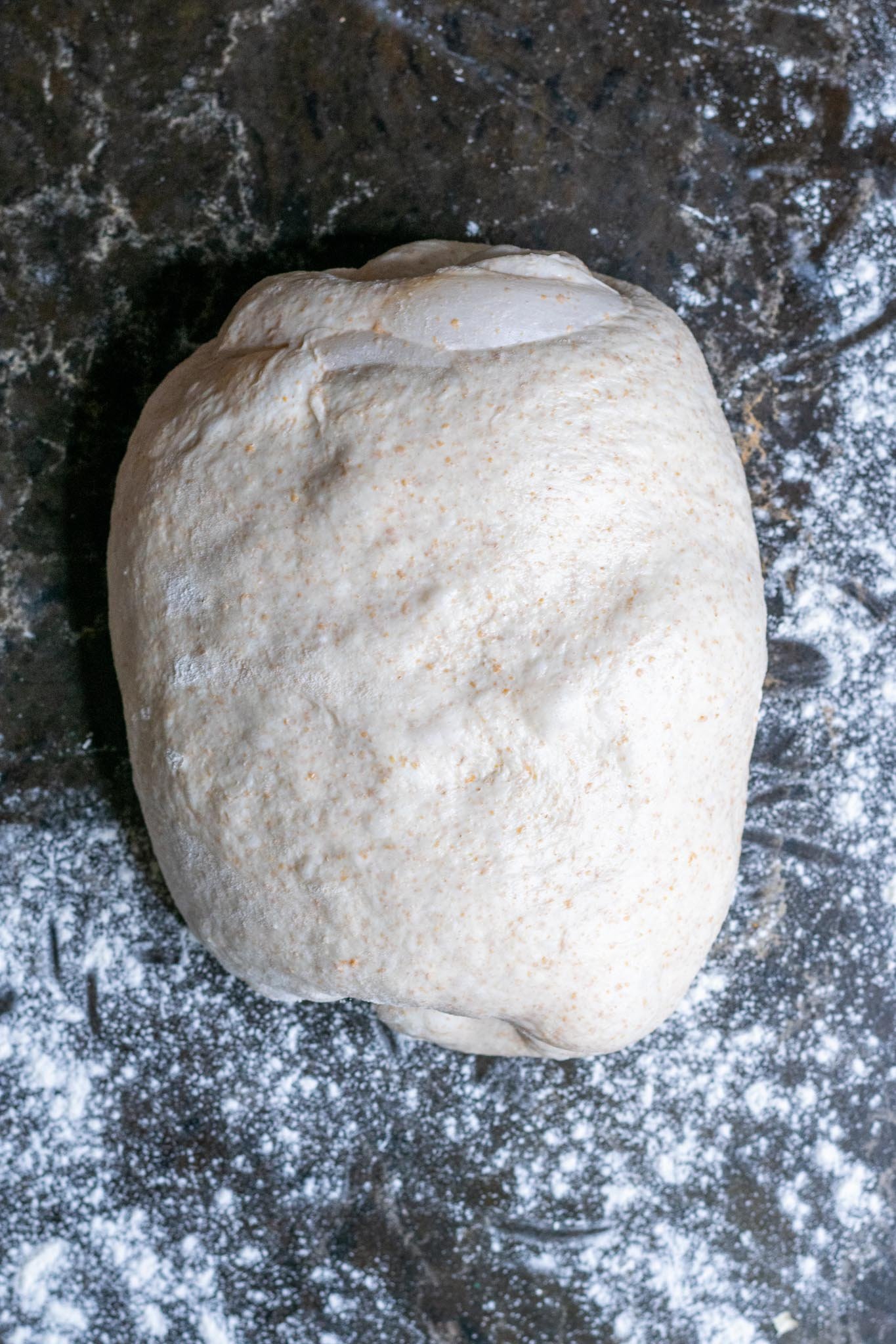 Dough turned upside down in package