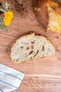 Slice of spelt sourdough bread