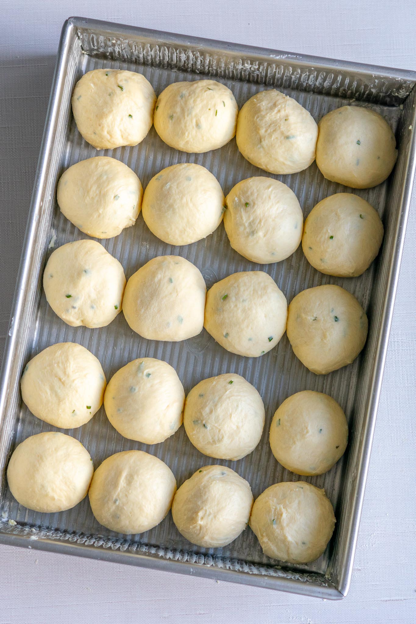 Twenty Sourdough dinner rolls in 9x13 pan