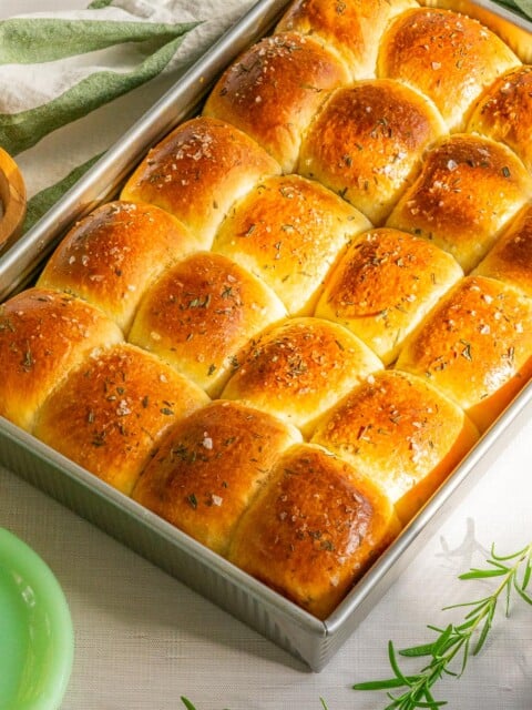 Sourdough Dinner Rolls with Rosemary in pan