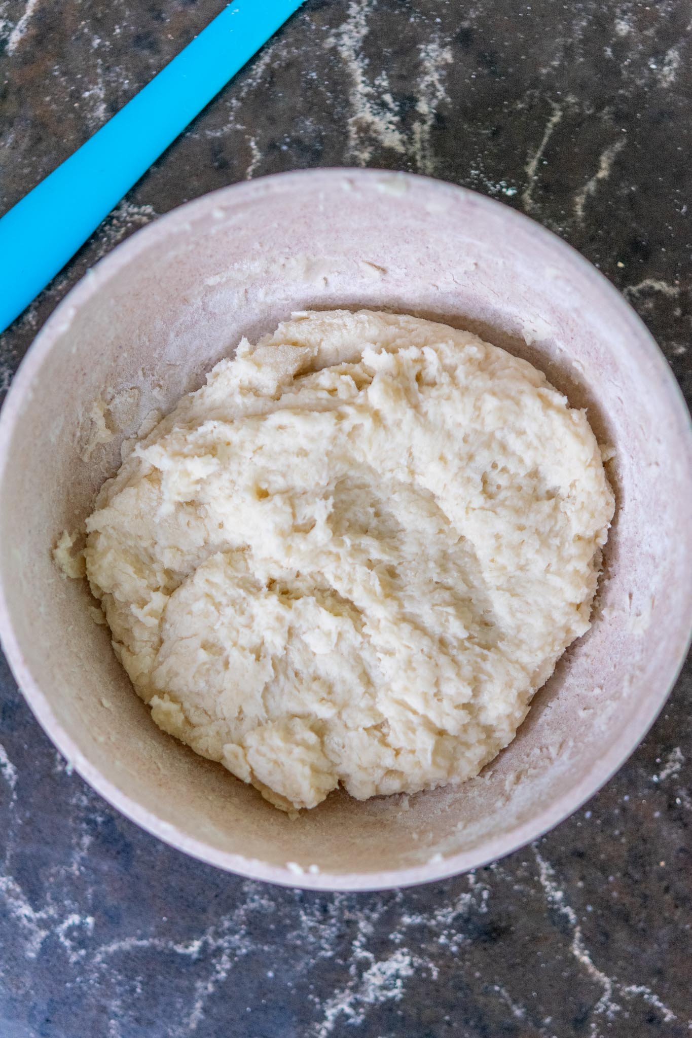 Yudane mixed in bowl