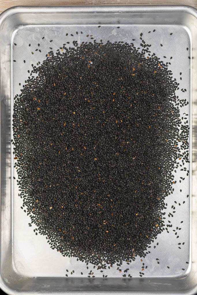 Sheet pan with black sesame seeds