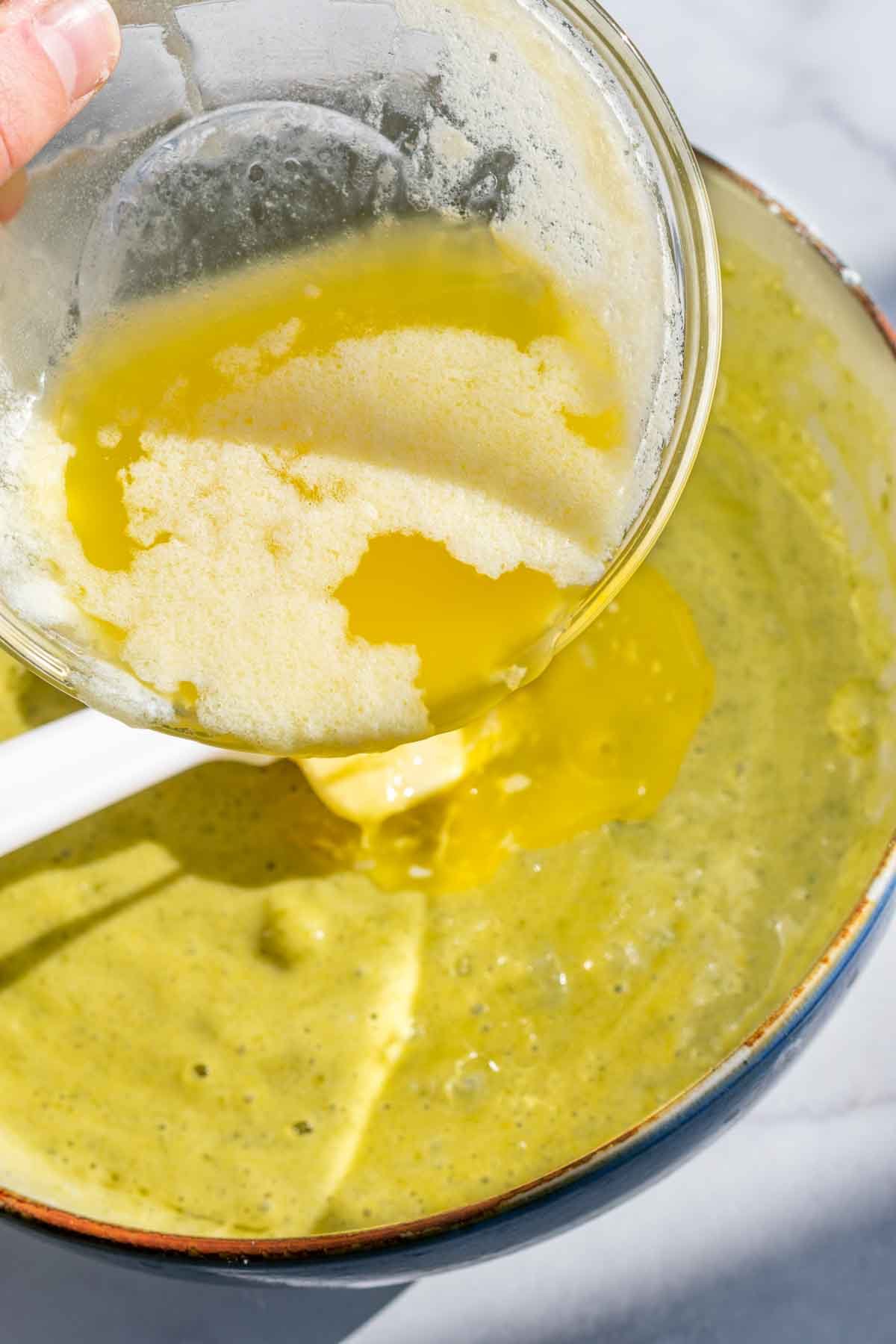 Adding butter to bowl