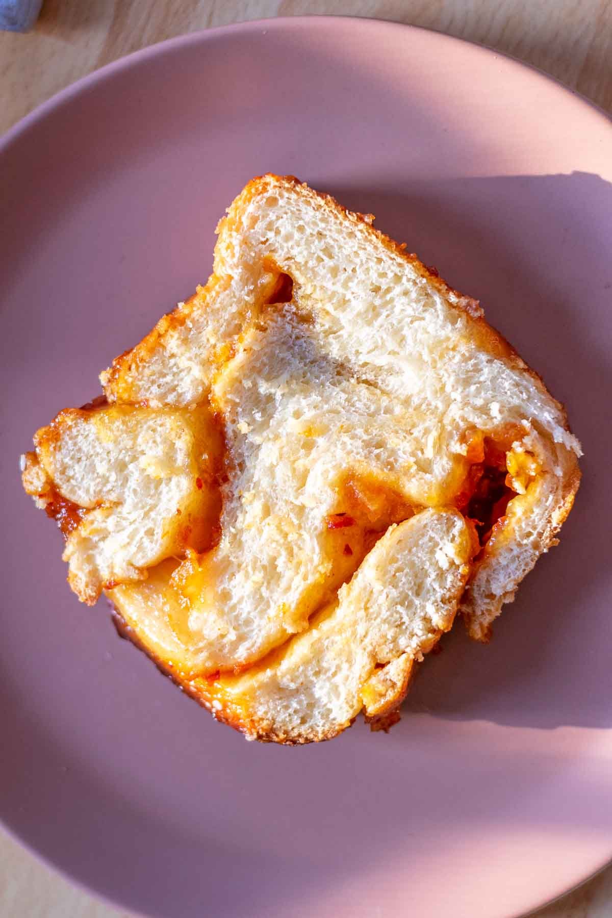 Slice of sourdough babka on a plate