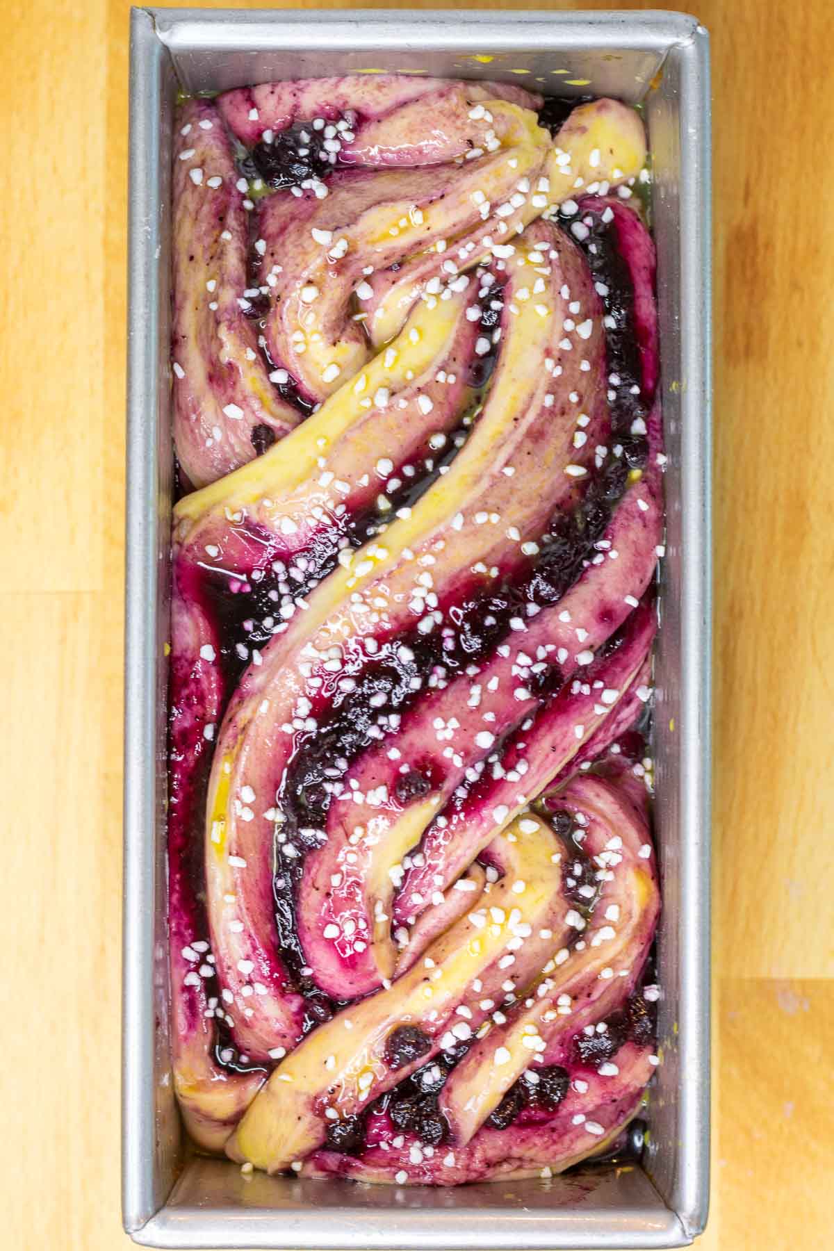 Proofed sourdough babka before baking