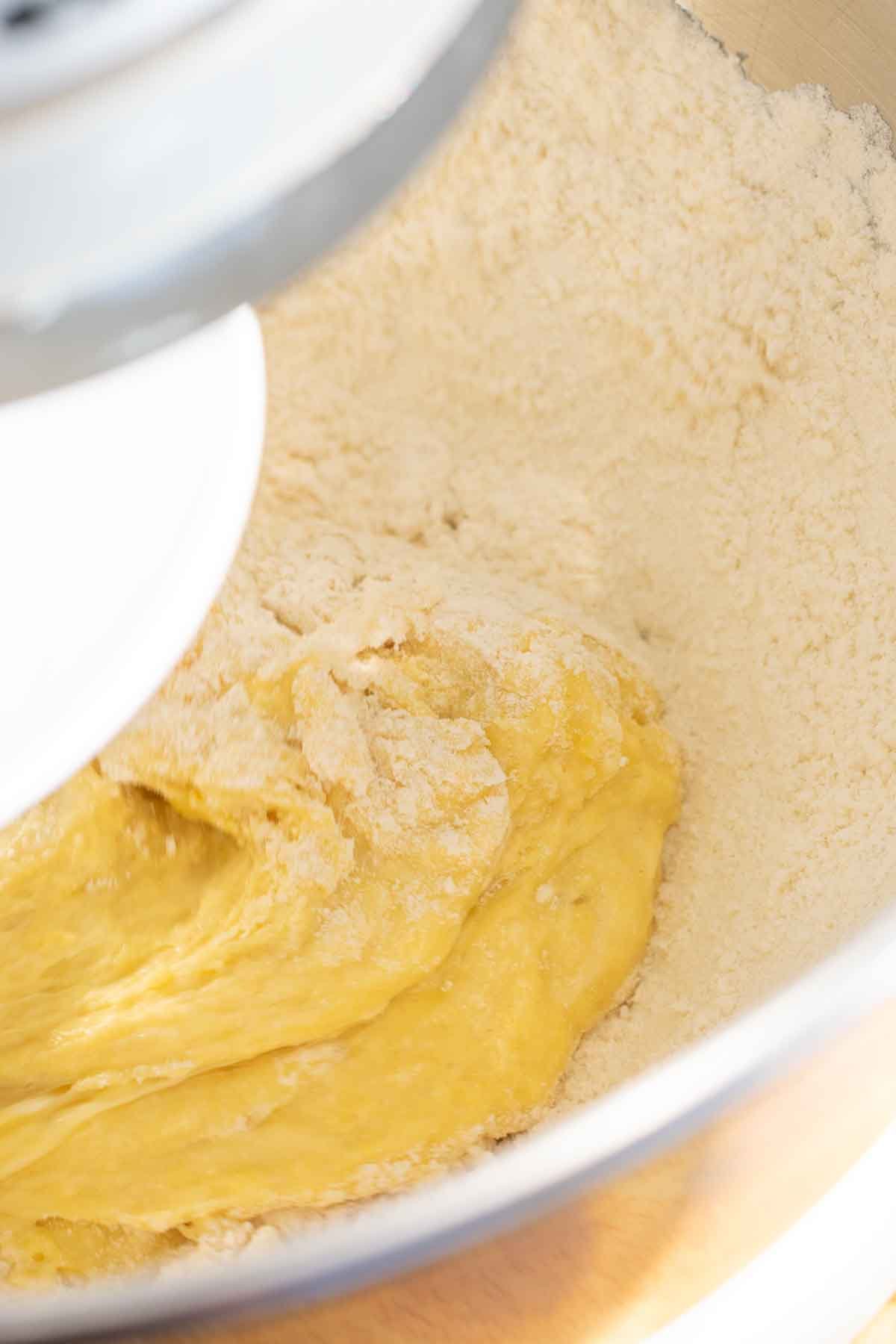 Start of mixing Sourdough babka in stand mixer