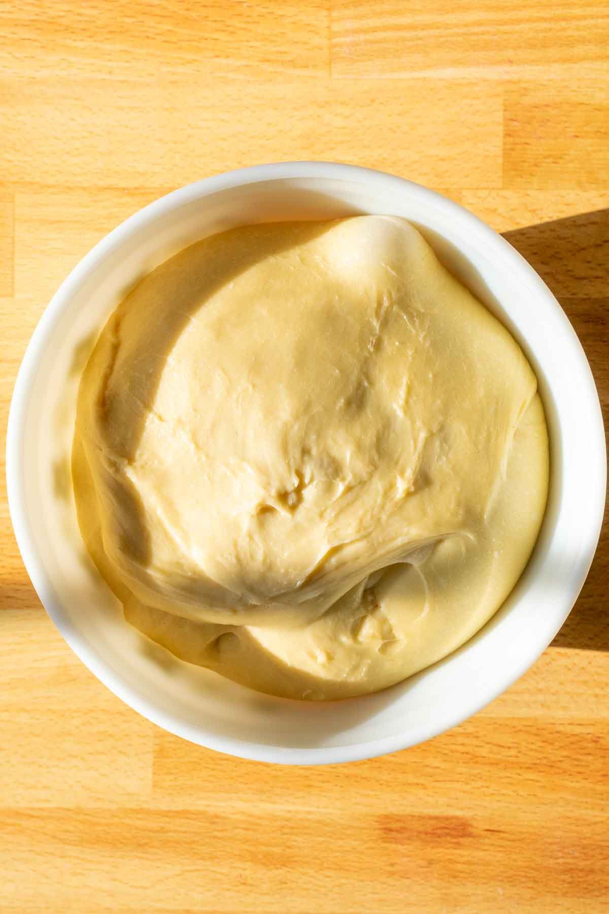 Babka dough at the end of bulk fermentation