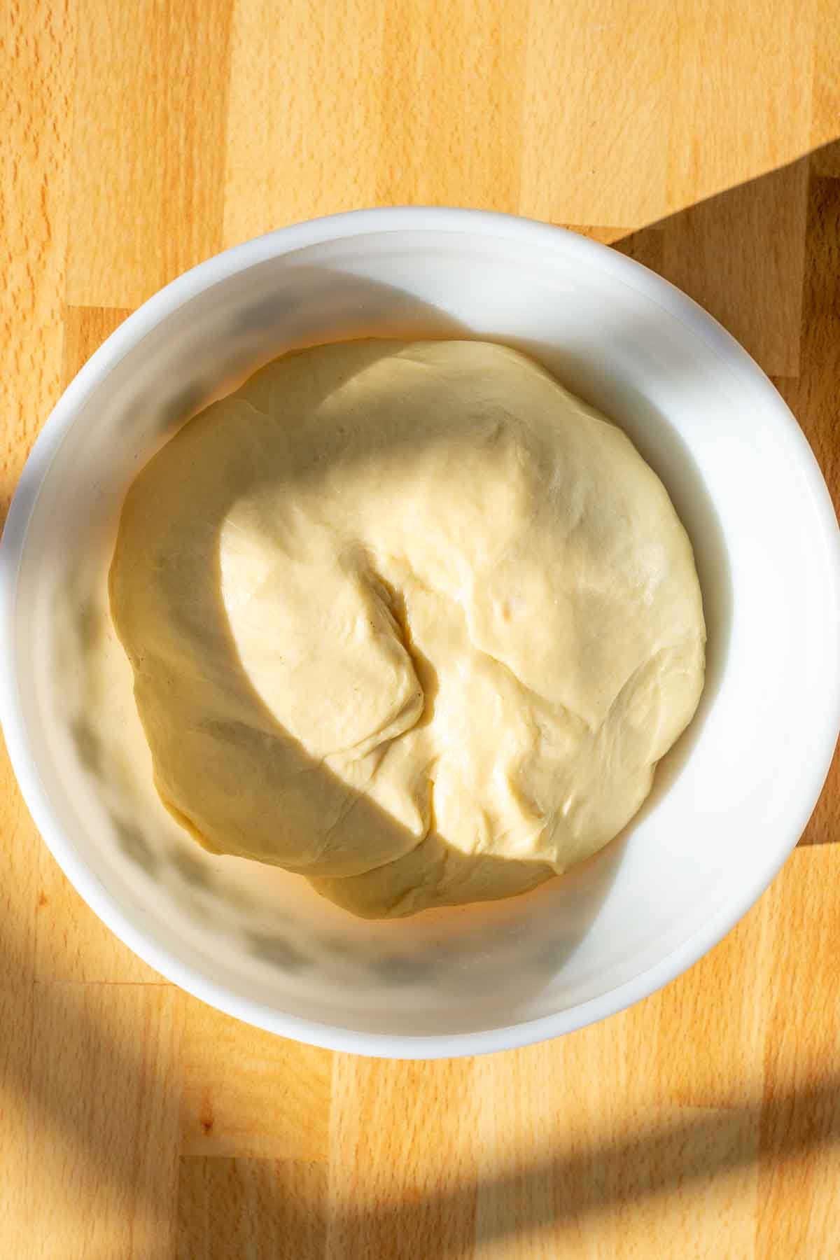 Babka dough at the start of bulk fermentation
