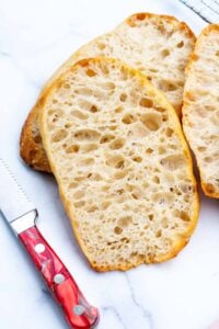 A slice of sourdough pan de cristal