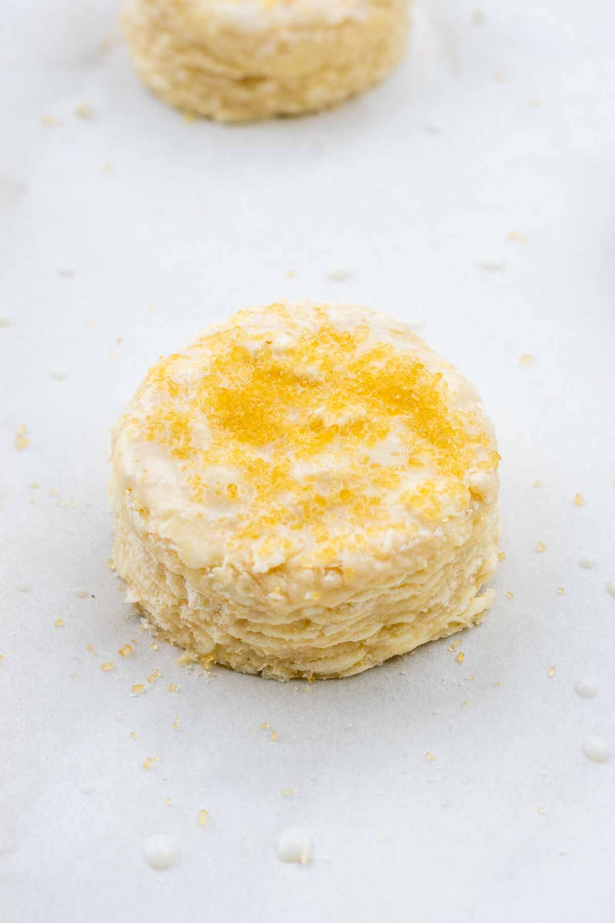 Shortcake on pan before baking