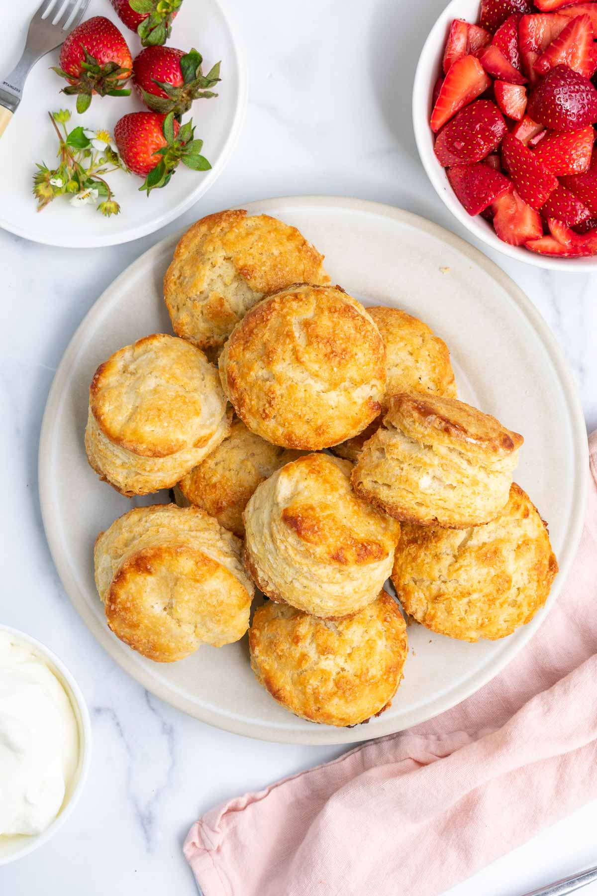Plate of sourdough shortcake biscuits