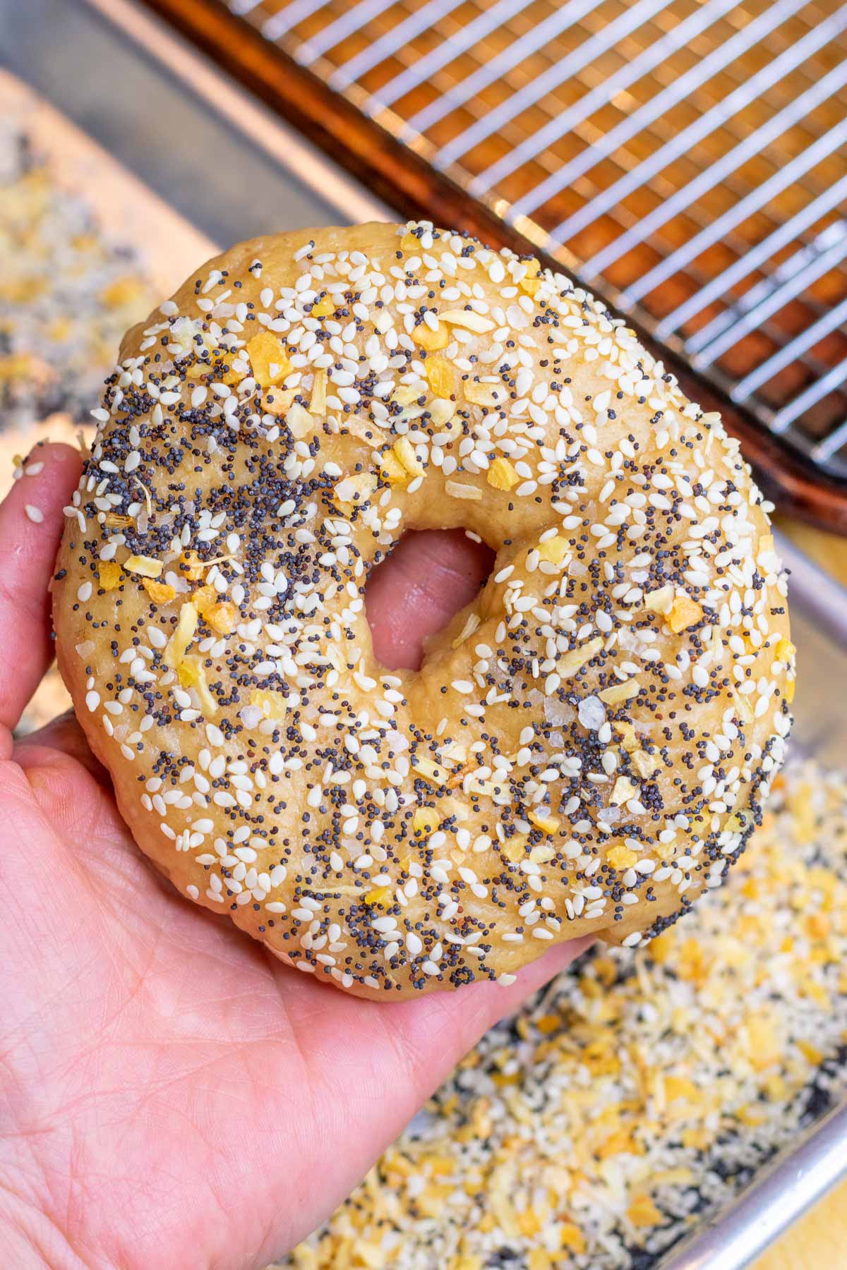 Bagel with everything bagel seasoning