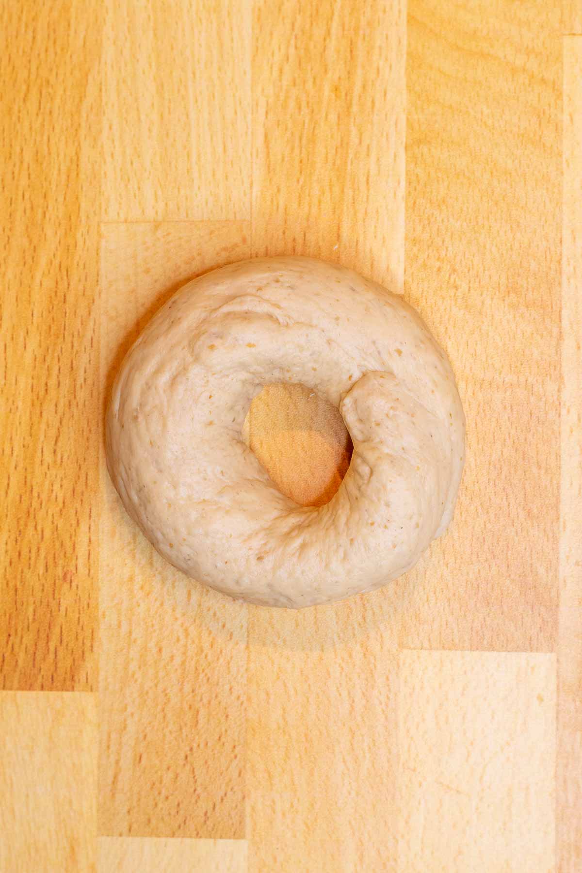 A shaped sourdough bagel