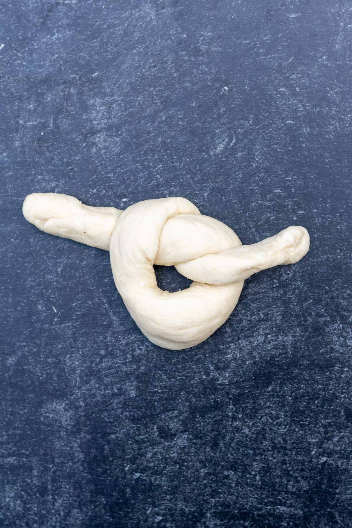 A pretzel shape created for a sourdough garlic knot