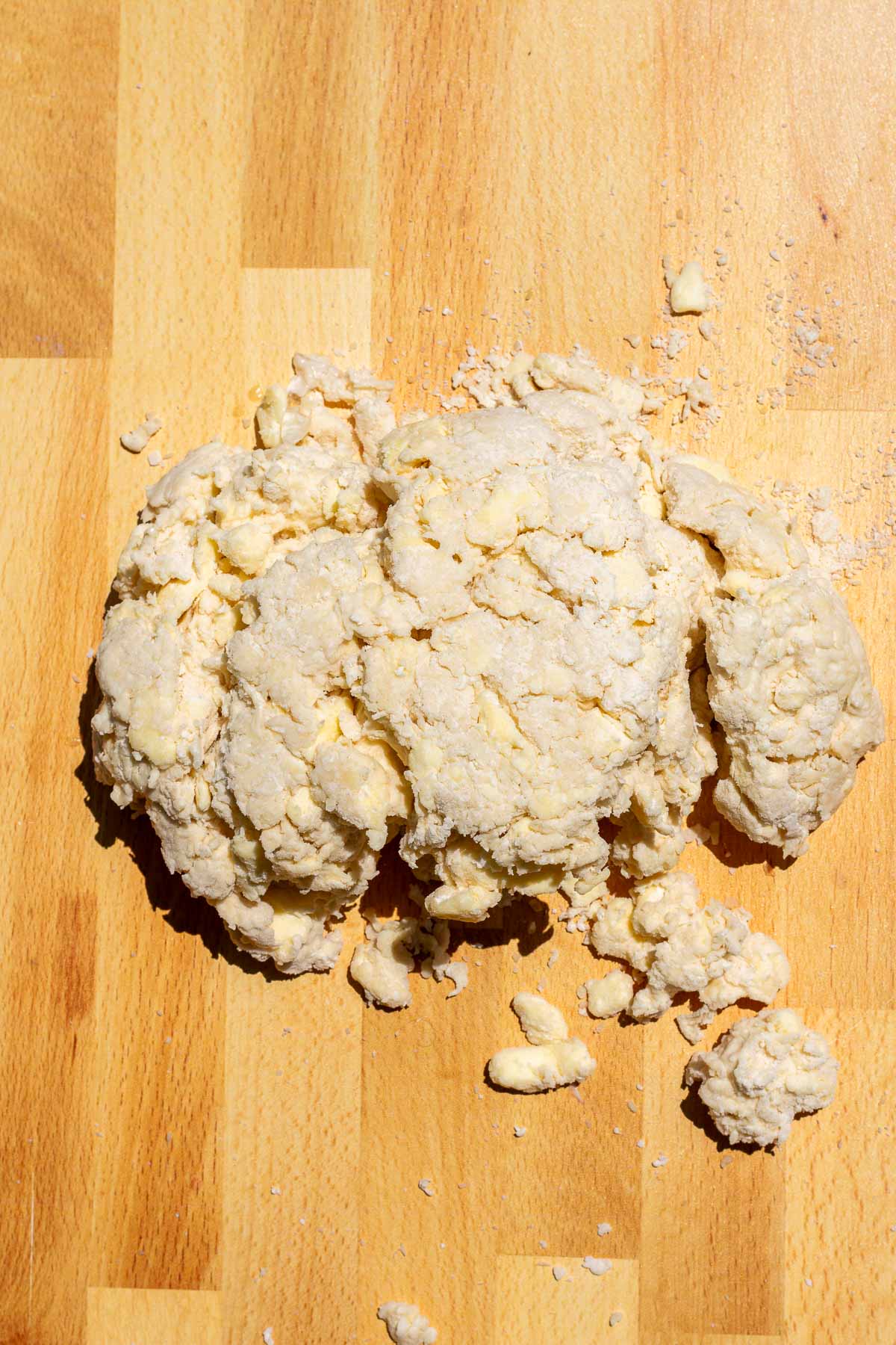 Sourdough rough puff pastry dumped onto a counter