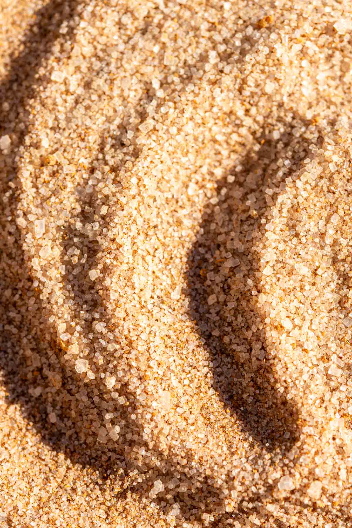 Macro image of cinnamon sugar on a plate.