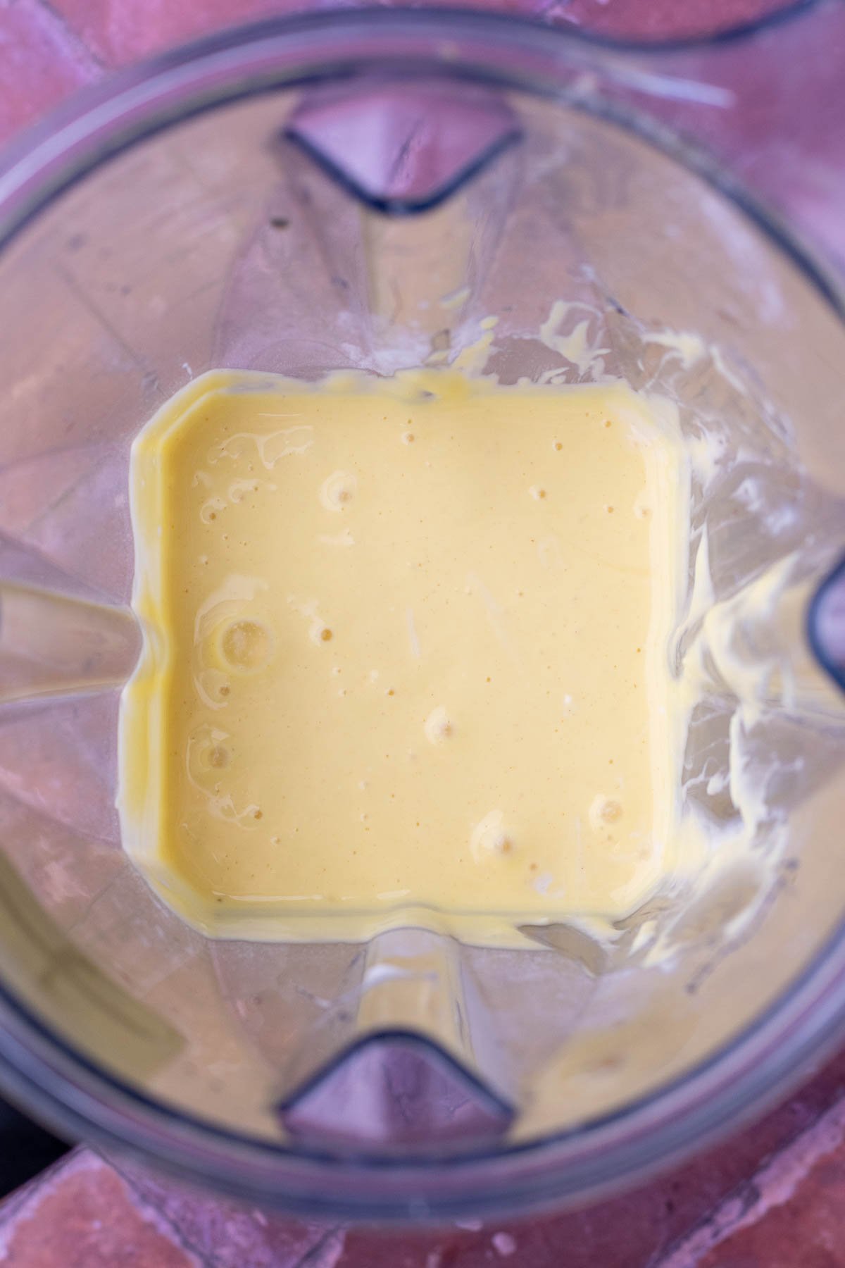 Blended sourdough cottage cheese protein pancake batter.