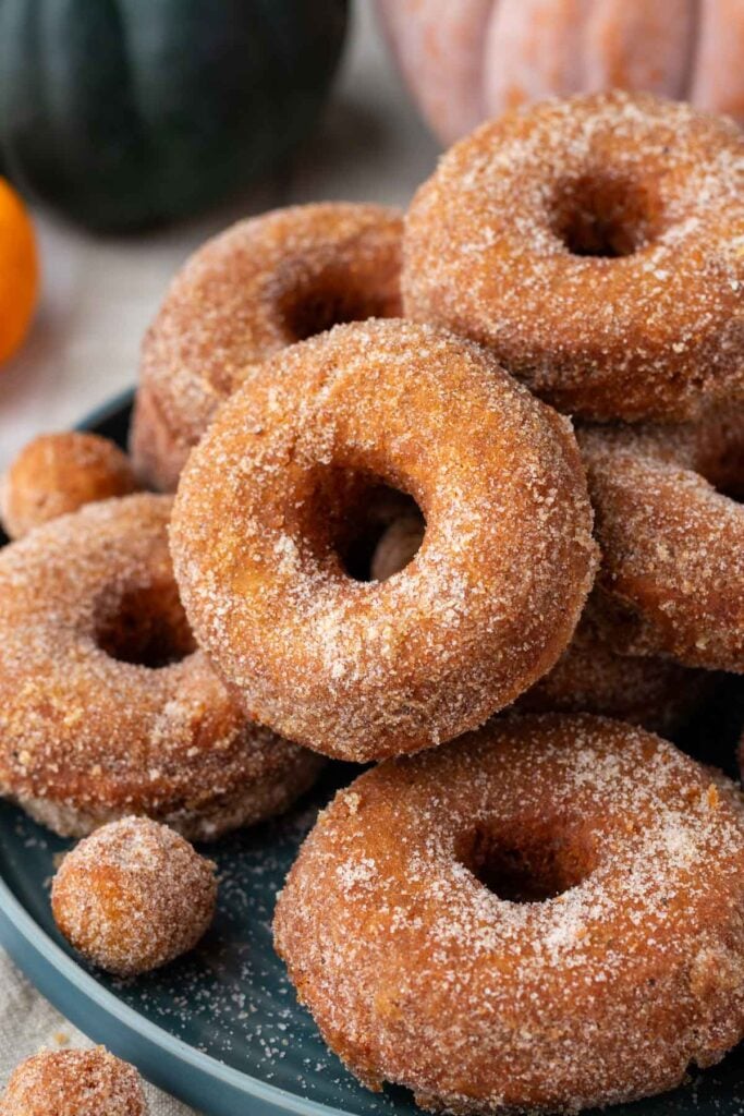 Sourdough Pumpkin Donuts on a plate.
