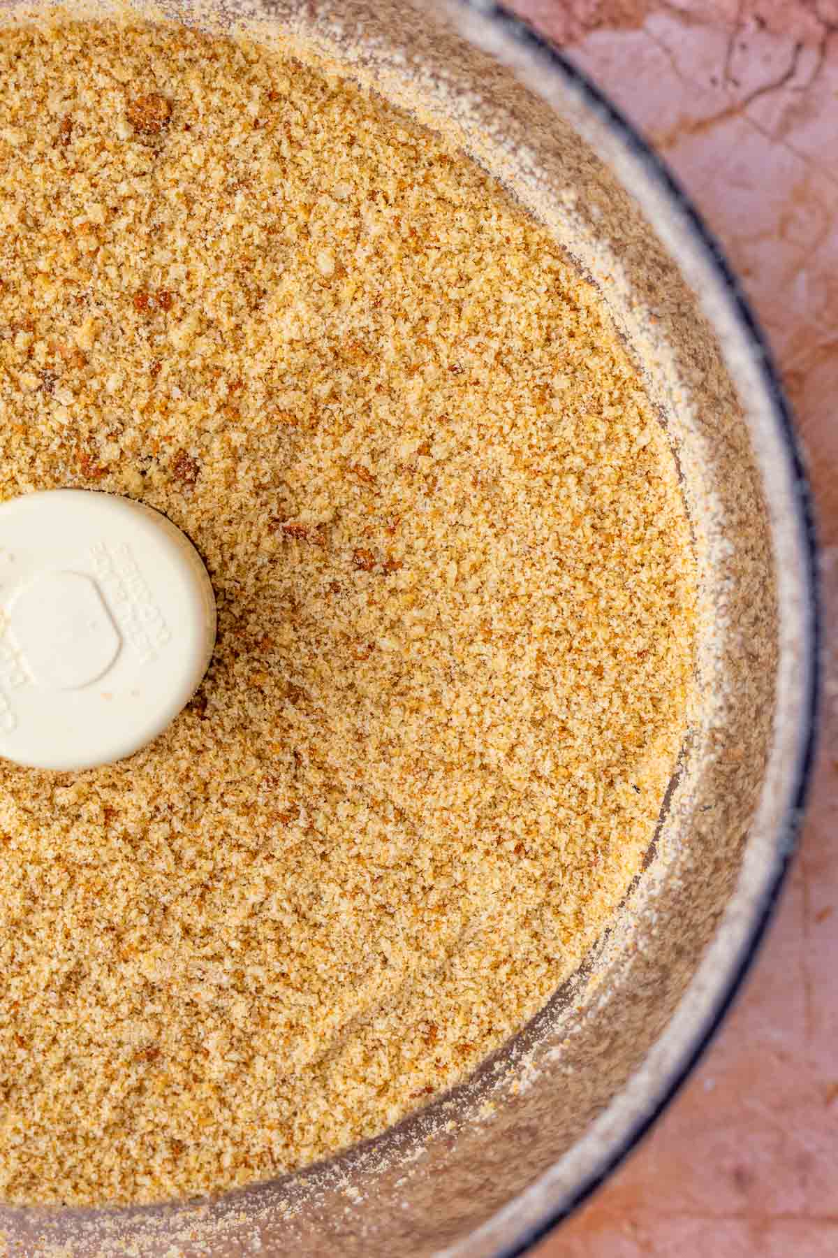 Food processor with sourdough breadcrumbs.