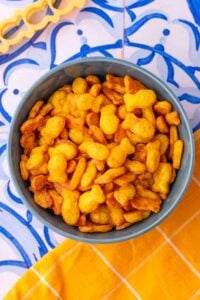 Sourdough goldfish in a bowl.