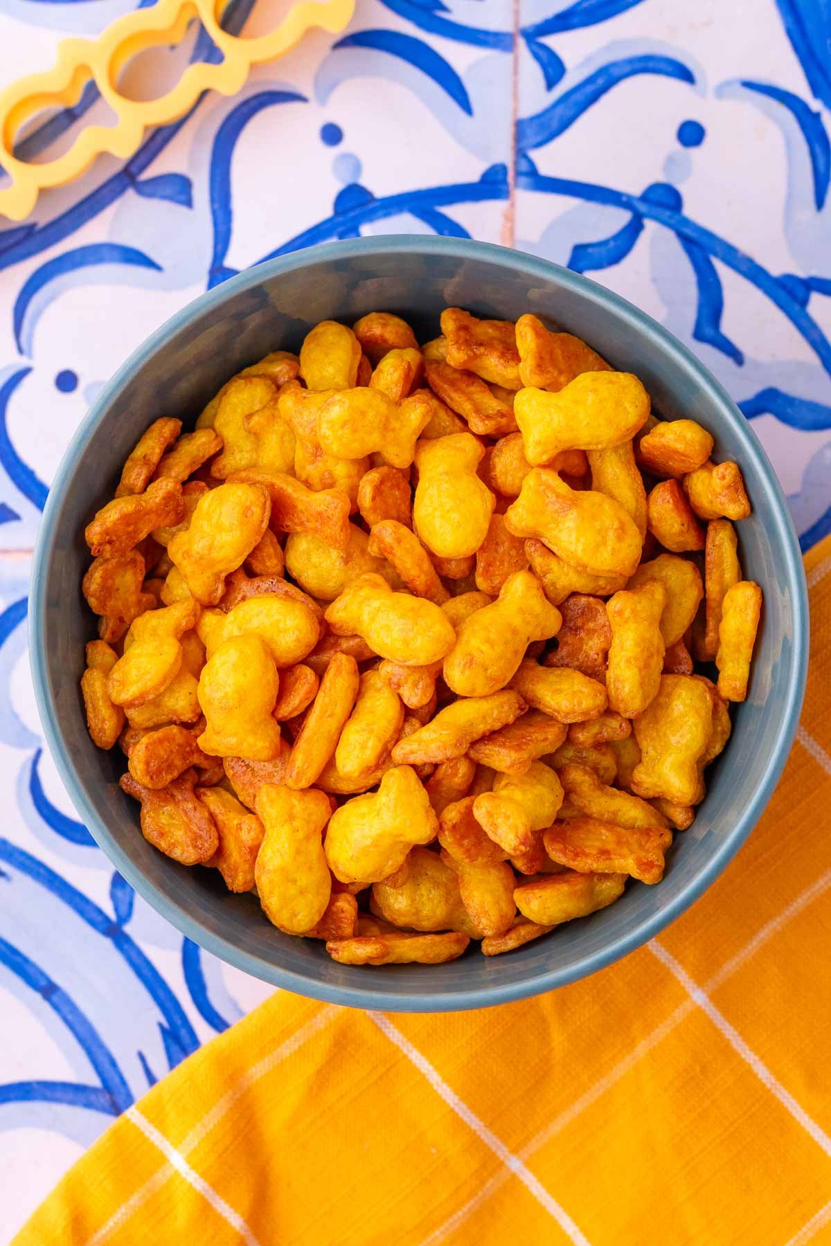Sourdough goldfish in a bowl.